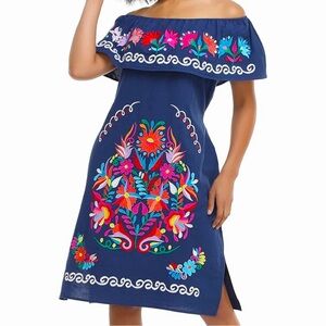 Embroidered off the shoulder dress